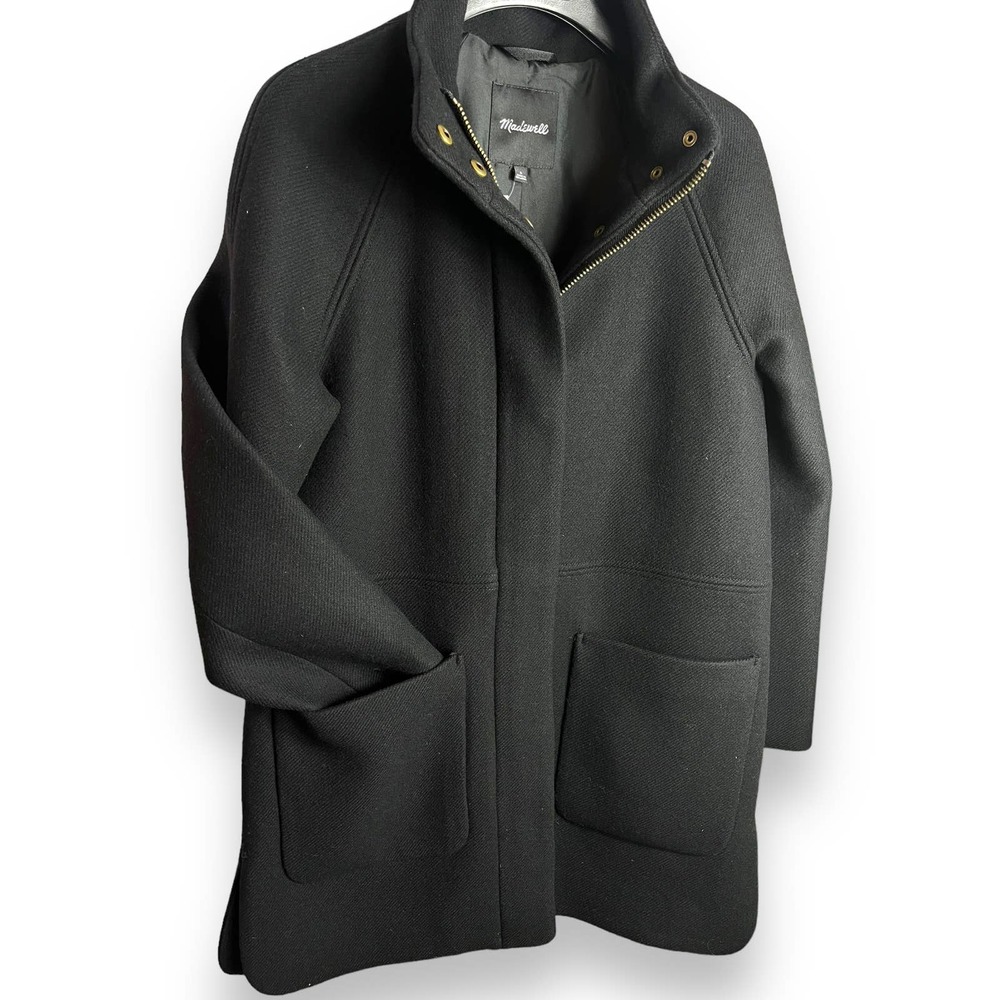 Madewell Estate Cocoon Coat in Insuluxe Fabric, Wool | Size Small, Black NEW - Picture 3 of 10